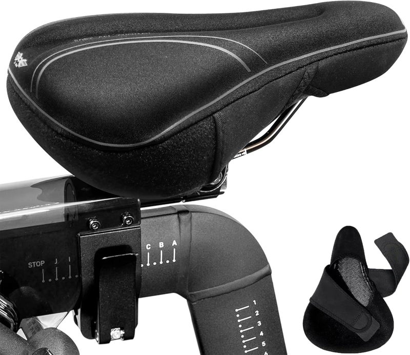 X WING Gel Padded Bike Seat Cover fits Peloton, Peloton Bike+, City, Road & Mountain, Bike Seat Cushion Comfort for Men and Women, Soft Bicycle Seat Cover with Cross-Stitch Velcro Straps - Image 1